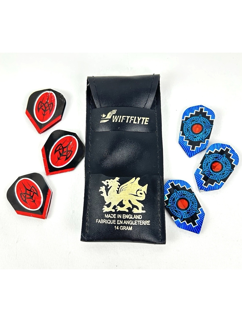 Dart Flights Lot with Wiftflyte Leather Case Made in England